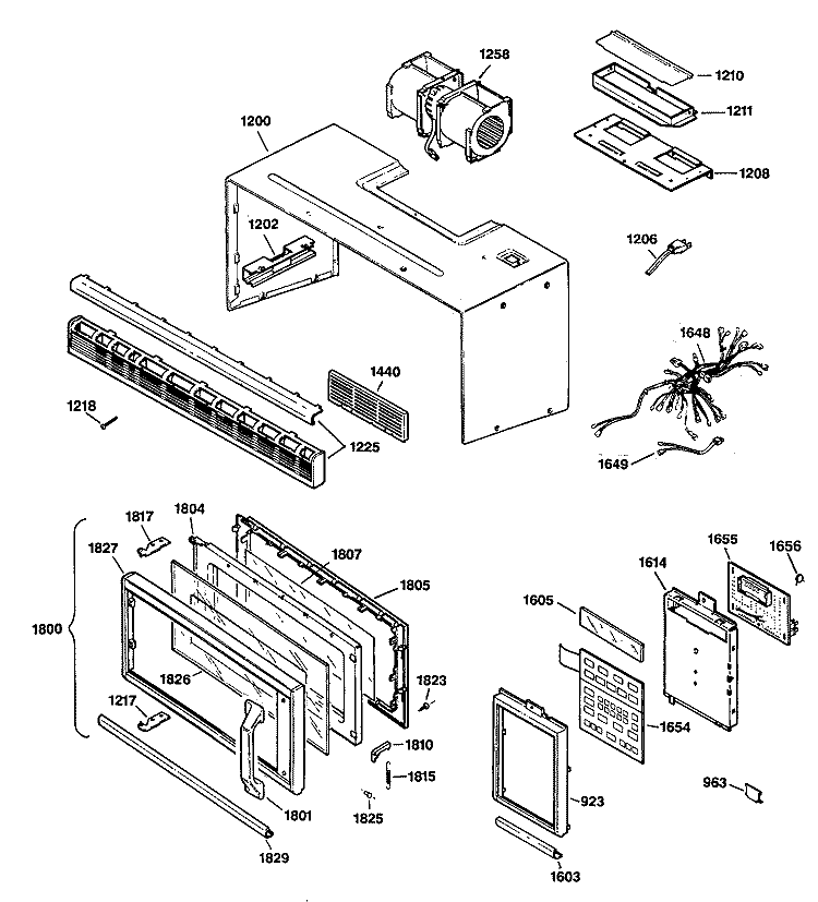 Section Diagram and Parts List for RVM225BL01  Hotpoint Microwave