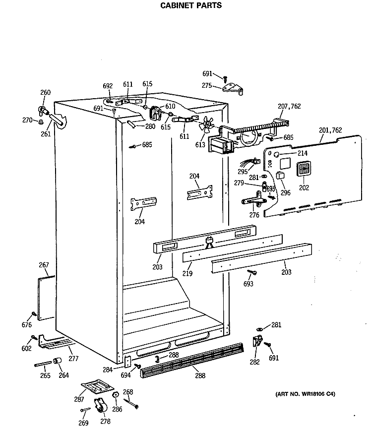 CABINET PARTS Diagram and Parts List for CTX24GASKRAD  Hotpoint Refrigerator