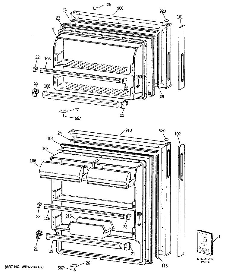 Section Diagram and Parts List for CTH16BYSKRWH  Hotpoint Refrigerator
