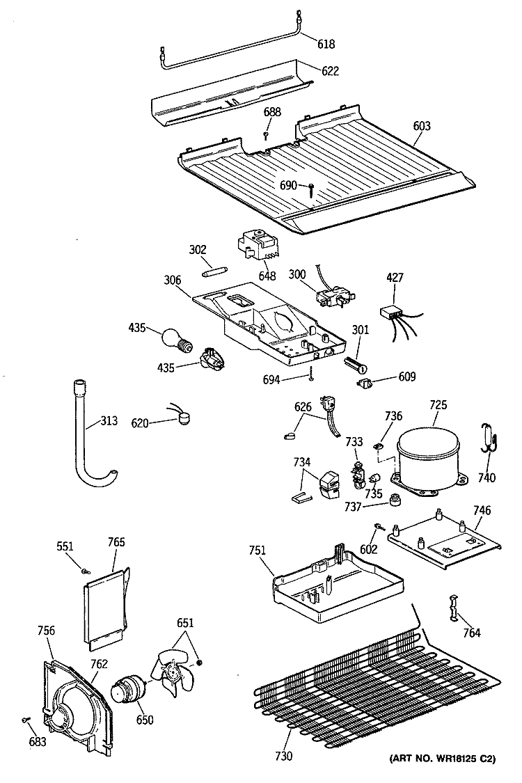 Section Diagram and Parts List for CTX16CASJLWH  Hotpoint Refrigerator