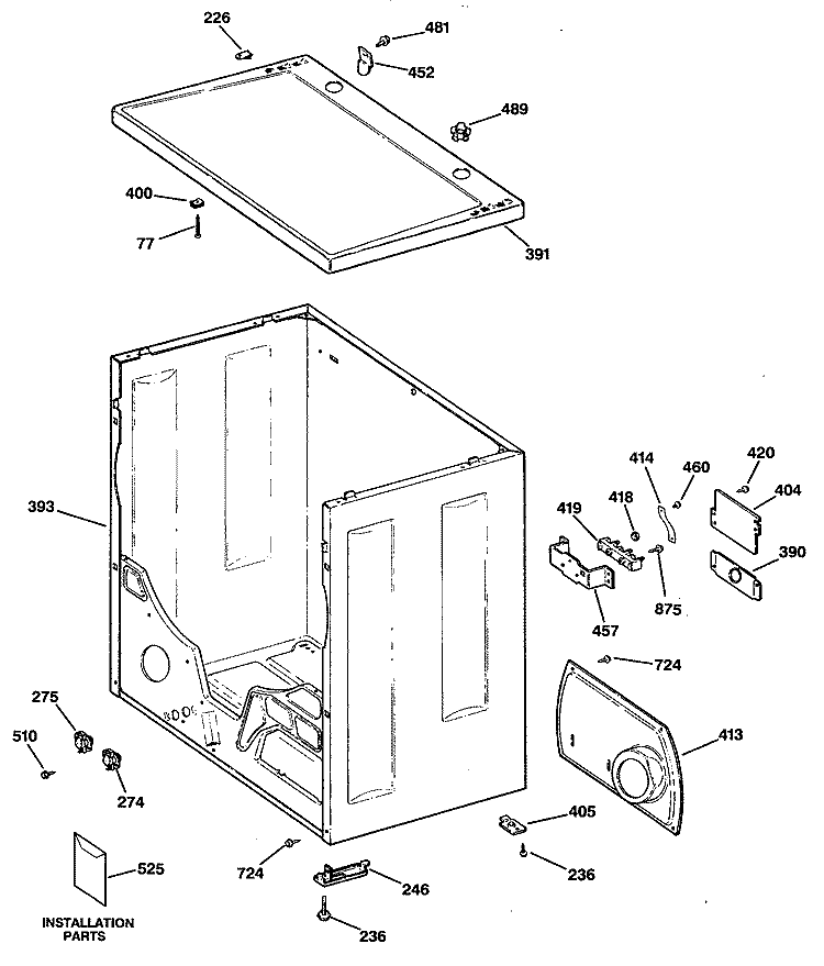 Section Diagram and Parts List for DLB3000SBLWH  Hotpoint Dryer