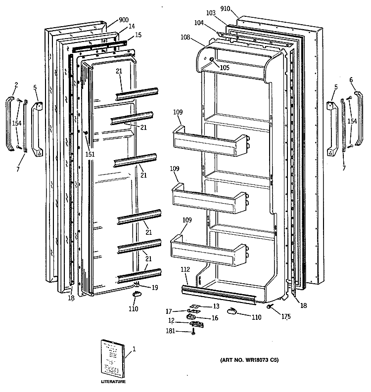 Section Diagram and Parts List for CSX19LASMWH  Hotpoint Refrigerator