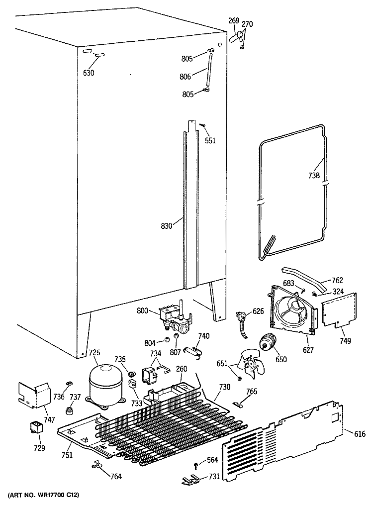 Section Diagram and Parts List for CSX22KWSMWH  Hotpoint Refrigerator