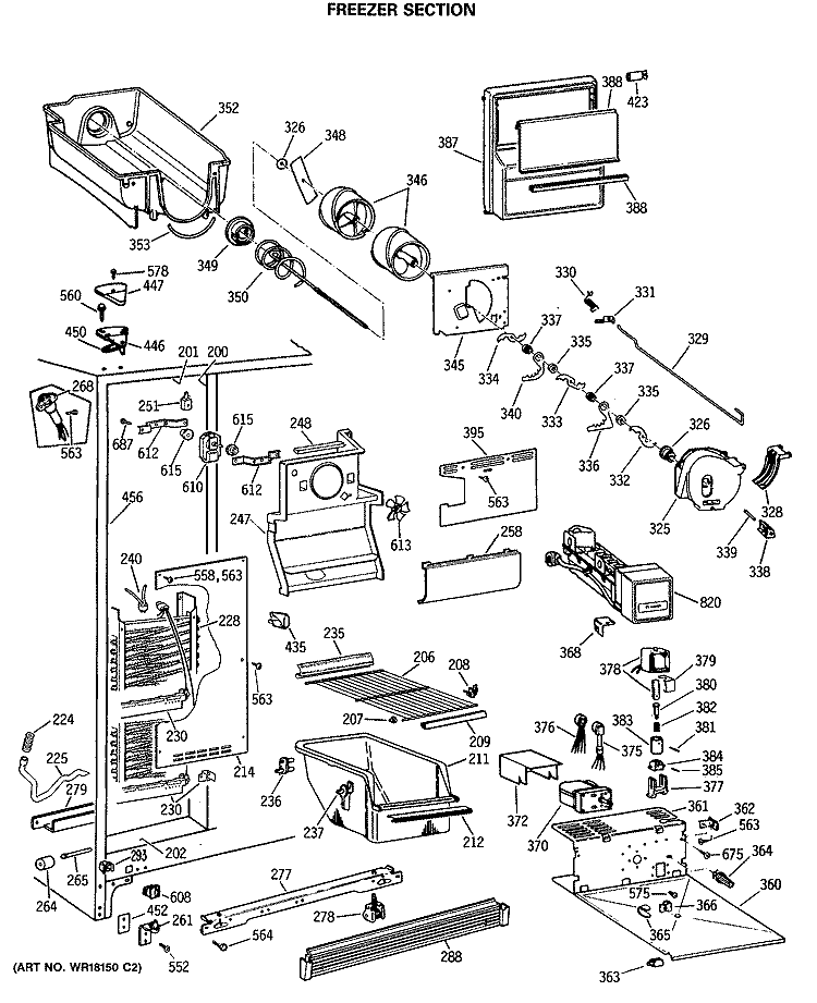 FREEZER SECTION Diagram and Parts List for CSX27DRSMAD  Hotpoint Refrigerator