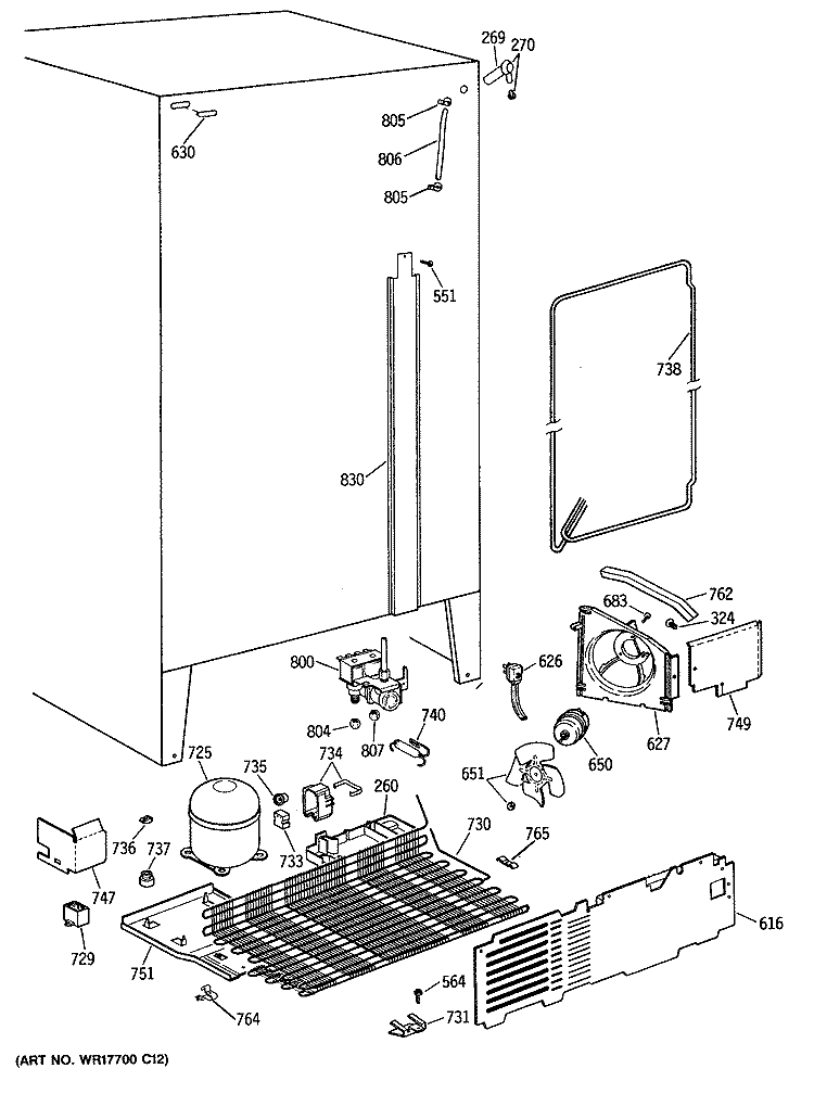 Section Diagram and Parts List for CSH22GRTAWW  Hotpoint Refrigerator