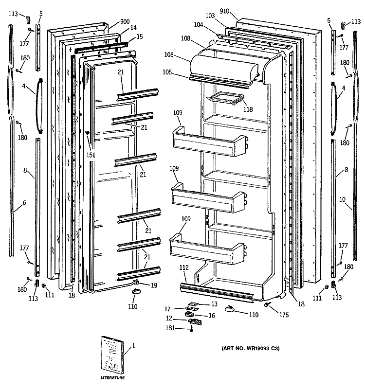 Section Diagram and Parts List for CSX20KATAAD  Hotpoint Refrigerator