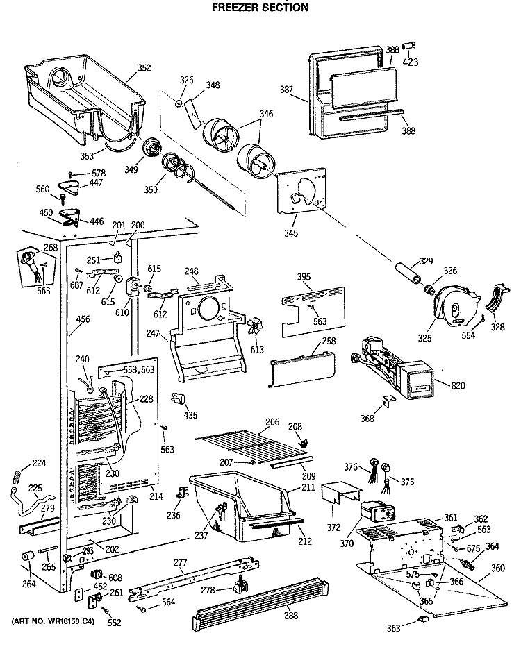 FREEZER SECTION Diagram and Parts List for CSX20KWTAAD  Hotpoint Refrigerator