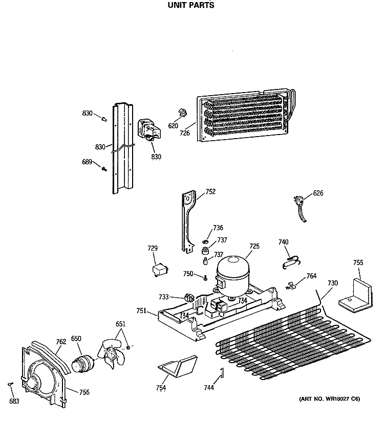 UNIT PARTS Diagram and Parts List for CTH18EASMRWH  Hotpoint Refrigerator