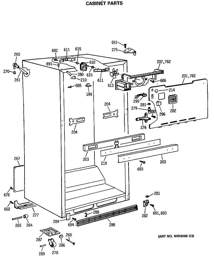 CABINET PARTS Diagram and Parts List for CTX21BASRRWH  Hotpoint Refrigerator