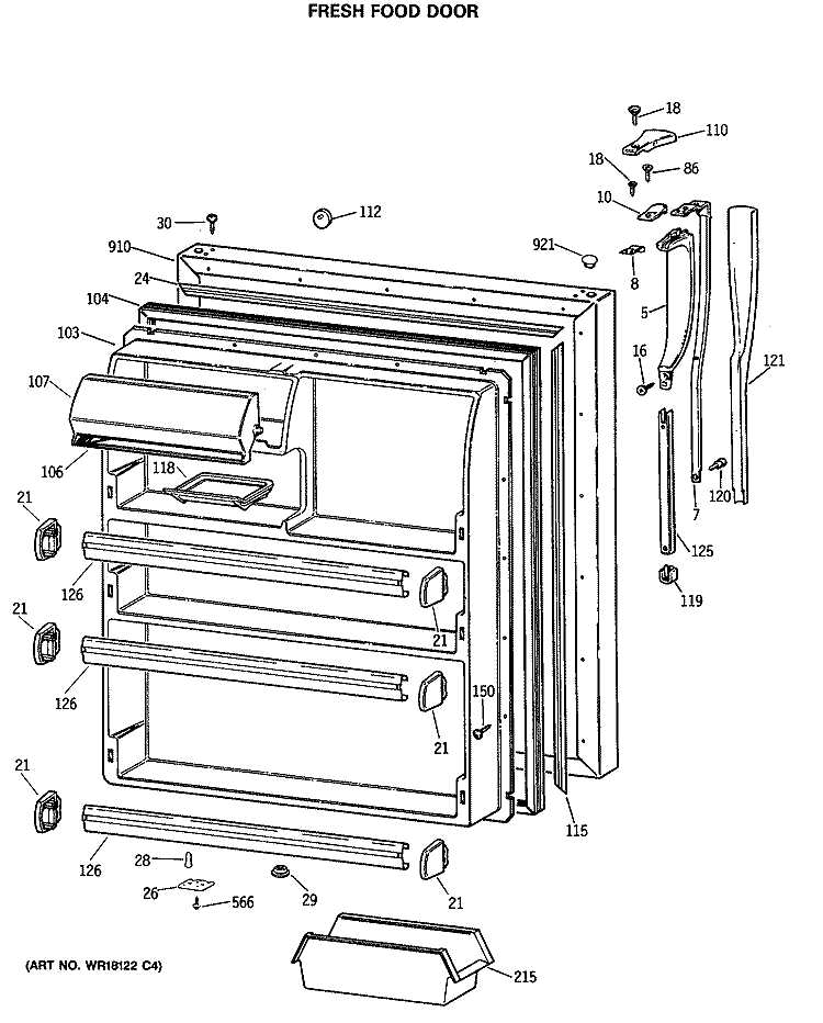 FRESH FOOD DOOR Diagram and Parts List for CTE24GATHRWH  Hotpoint Refrigerator