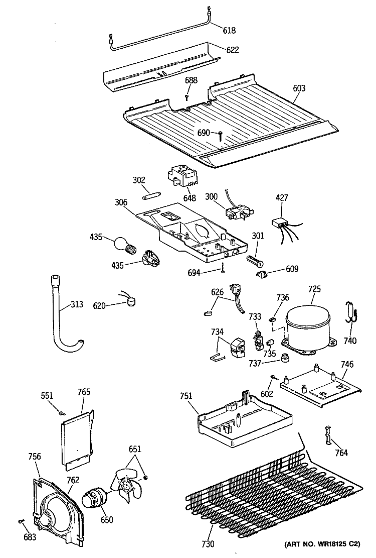 Section Diagram and Parts List for CTX14CYTBLWH  Hotpoint Refrigerator