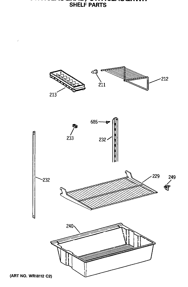 SHELF PARTS Diagram and Parts List for CTX18LASQLWH  Hotpoint Refrigerator