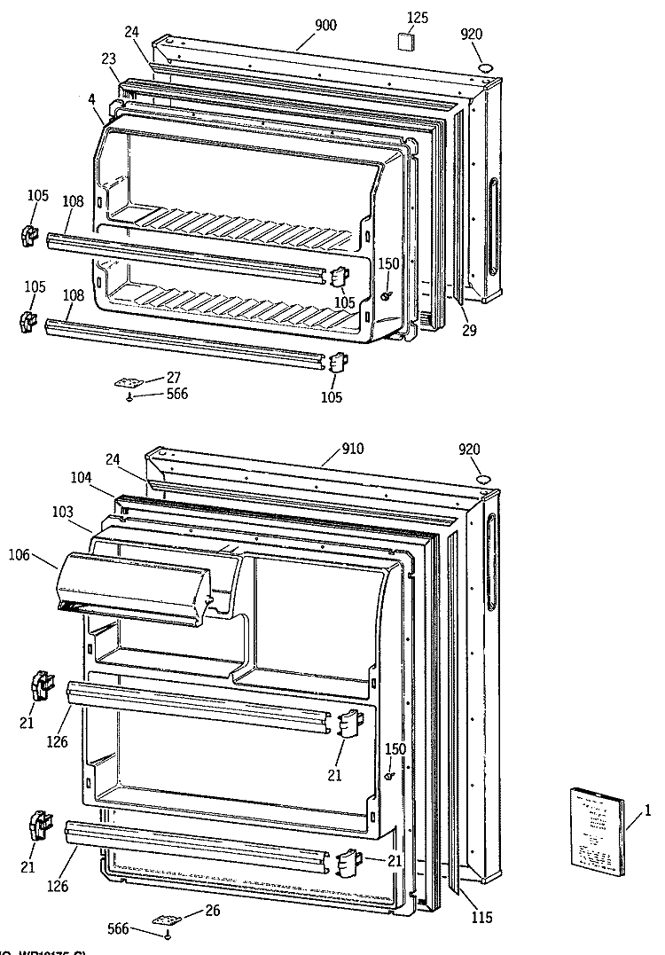 Section Diagram and Parts List for CTE14CYTBRWH  Hotpoint Refrigerator