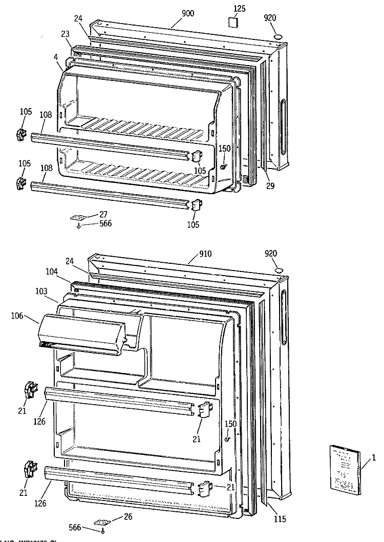 Section Diagram and Parts List for CTH16CYTCLAD  Hotpoint Refrigerator