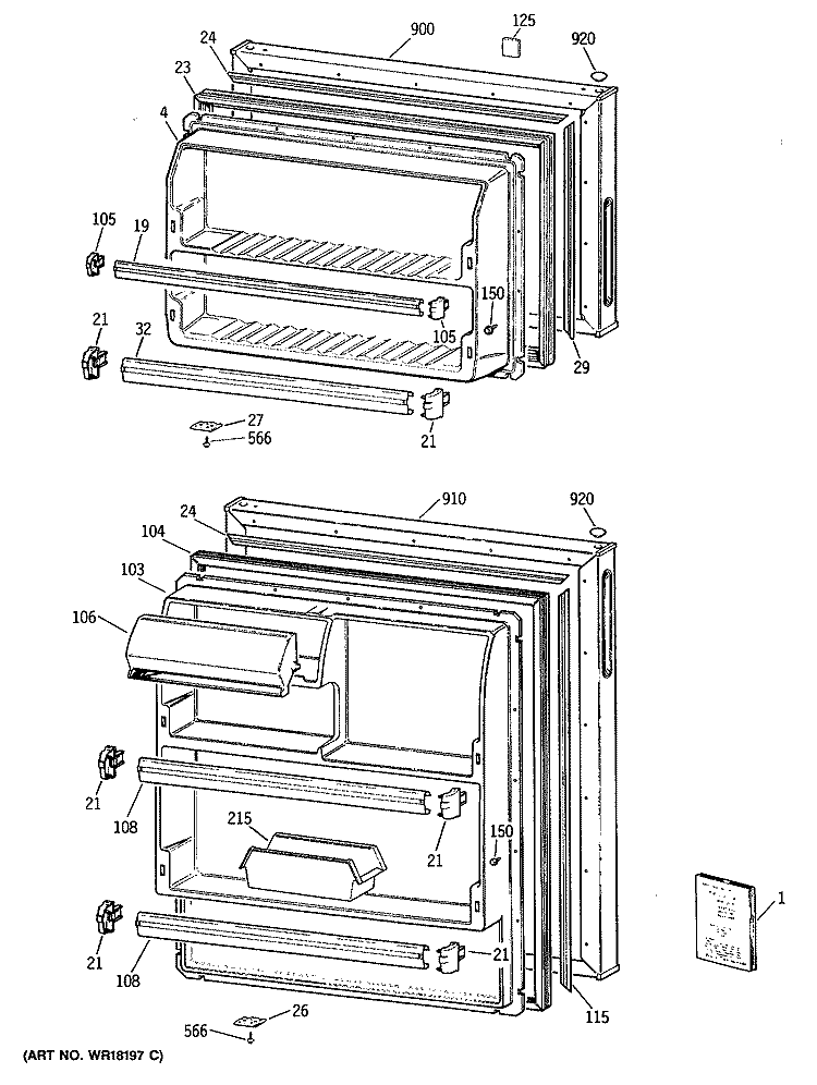 Section Diagram and Parts List for CTX14EYTBRWH  Hotpoint Refrigerator