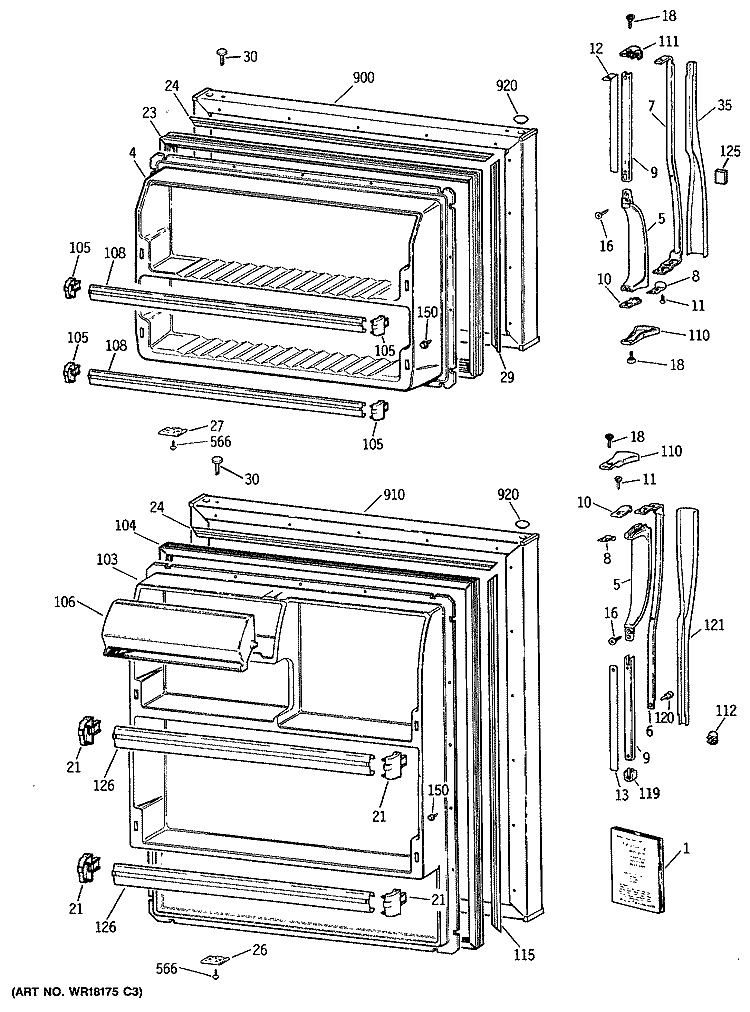 Section Diagram and Parts List for CTX16CATBRAD  Hotpoint Refrigerator