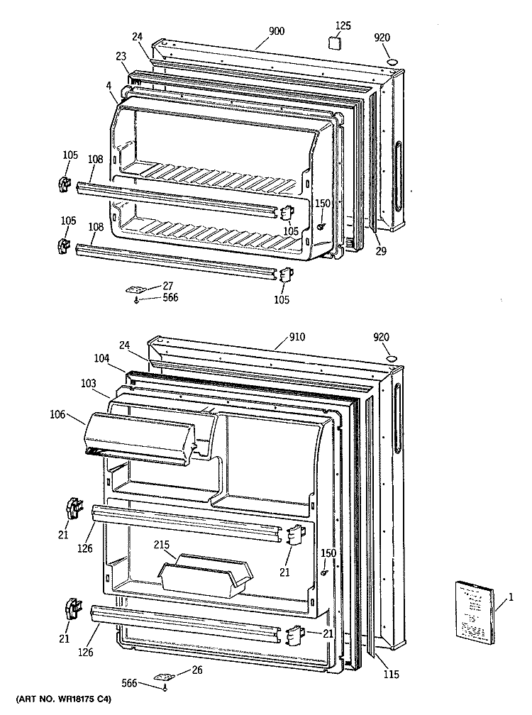 Section Diagram and Parts List for CTX16BYTBRWH  Hotpoint Refrigerator