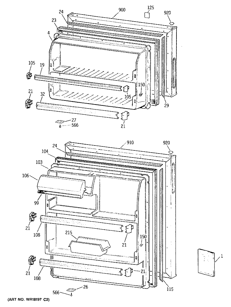 Section Diagram and Parts List for CTX16EYTBRWH  Hotpoint Refrigerator
