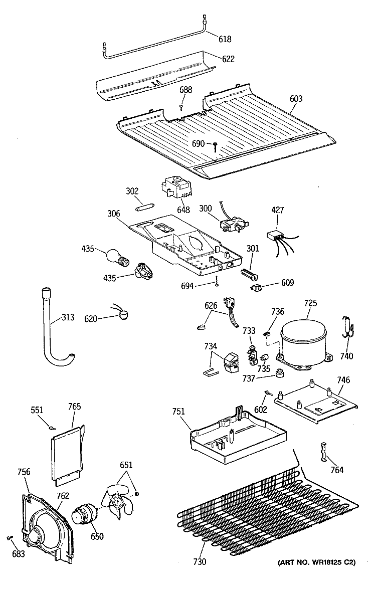 Section Diagram and Parts List for CTX16EYTBRWH  Hotpoint Refrigerator
