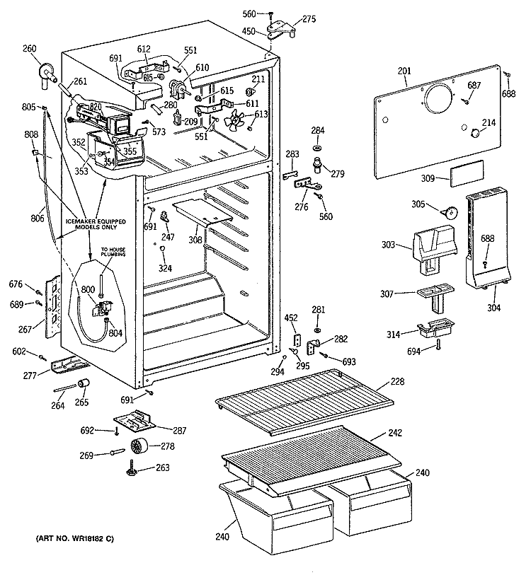Section Diagram and Parts List for CTX16CITBLWH  Hotpoint Refrigerator