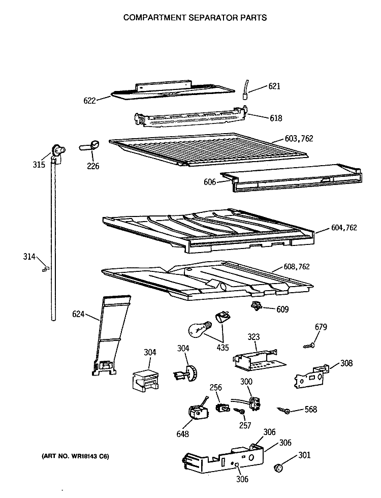 COMPARTMENT SEPARATOR PARTS Diagram and Parts List for CTX18BASVRAD  Hotpoint Refrigerator