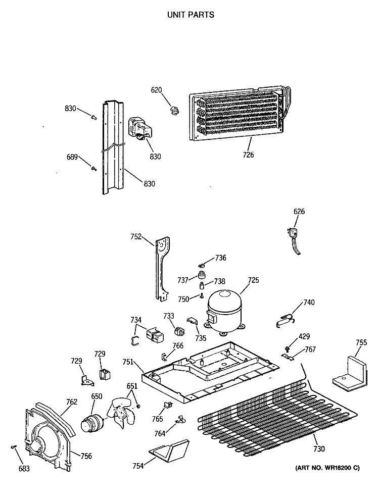 UNIT PARTS Diagram and Parts List for CTX18BASVRAD  Hotpoint Refrigerator
