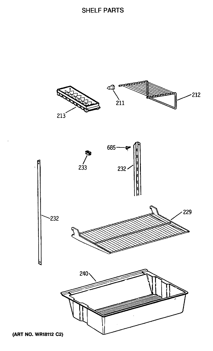 SHELF PARTS Diagram and Parts List for CTX18LASJLWH  Hotpoint Refrigerator