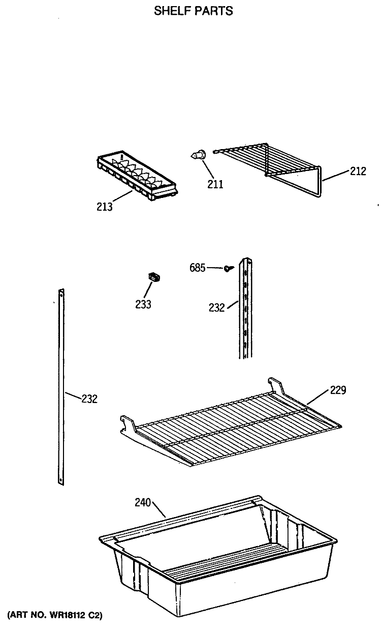 SHELF PARTS Diagram and Parts List for CTX18LASVRAD  Hotpoint Refrigerator
