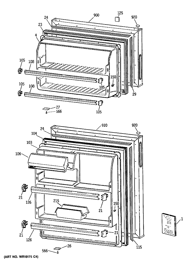 Section Diagram and Parts List for CTH16BYTFRWH  Hotpoint Refrigerator