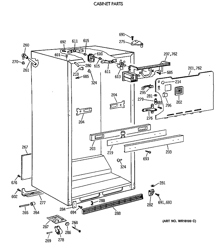 CABINET PARTS Diagram and Parts List for CTH18EATNRAD  Hotpoint Refrigerator