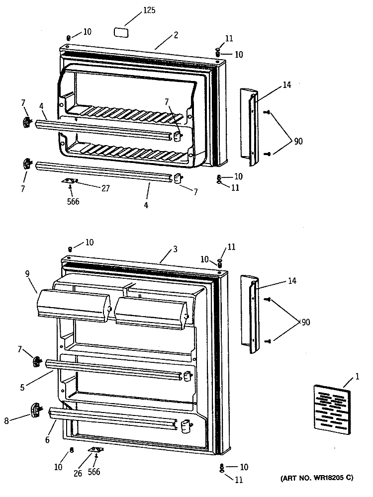 Section Diagram and Parts List for CTX14AATALWH  Hotpoint Refrigerator