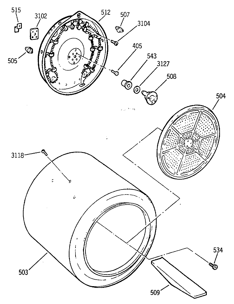 Section Diagram and Parts List for DLB3900SBM  Hotpoint Dryer