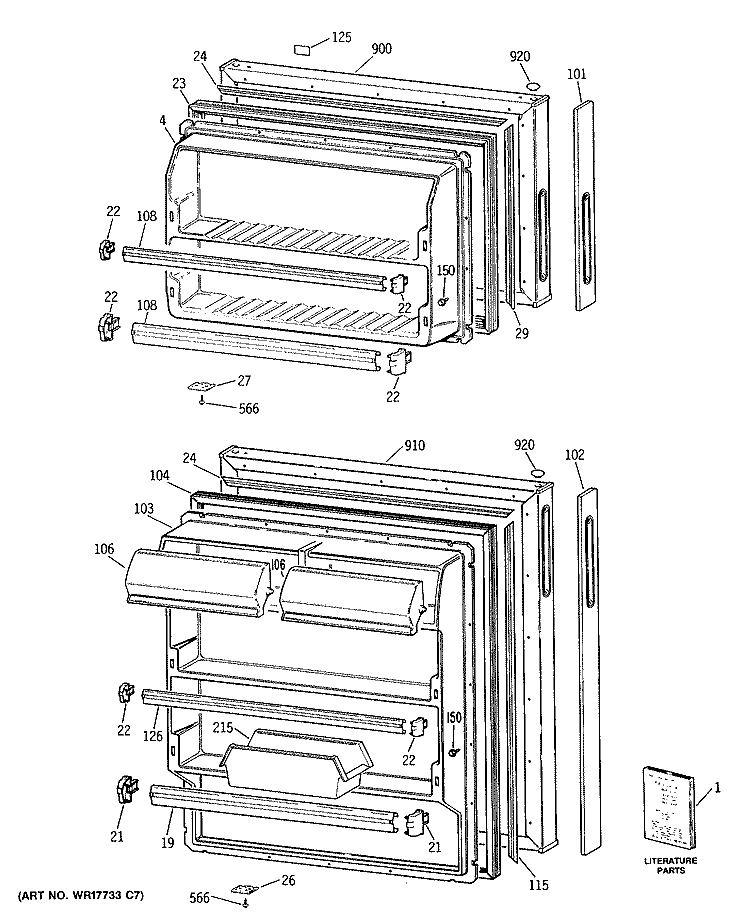Section Diagram and Parts List for CTX16BYSCRWH  Hotpoint Refrigerator
