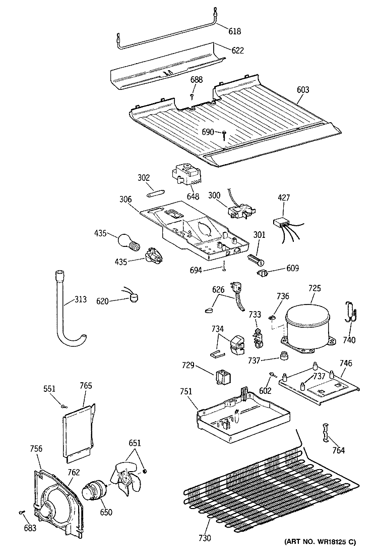 Section Diagram and Parts List for CTX16BYSCRWH  Hotpoint Refrigerator