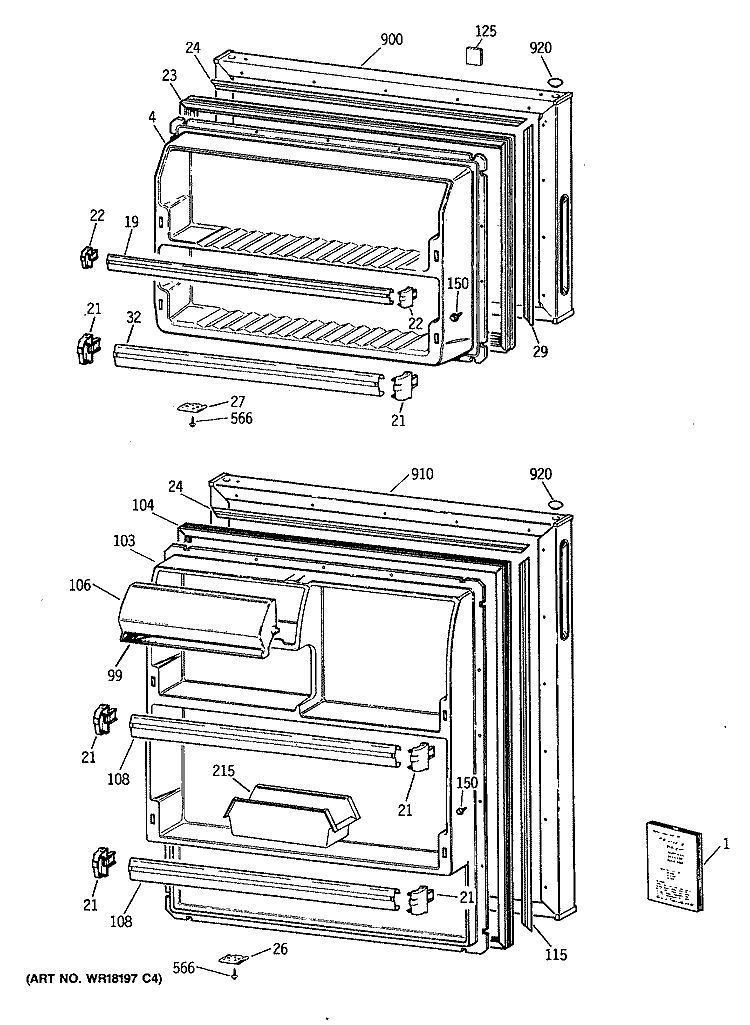 Section Diagram and Parts List for CTX14EYTGRWH  Hotpoint Refrigerator