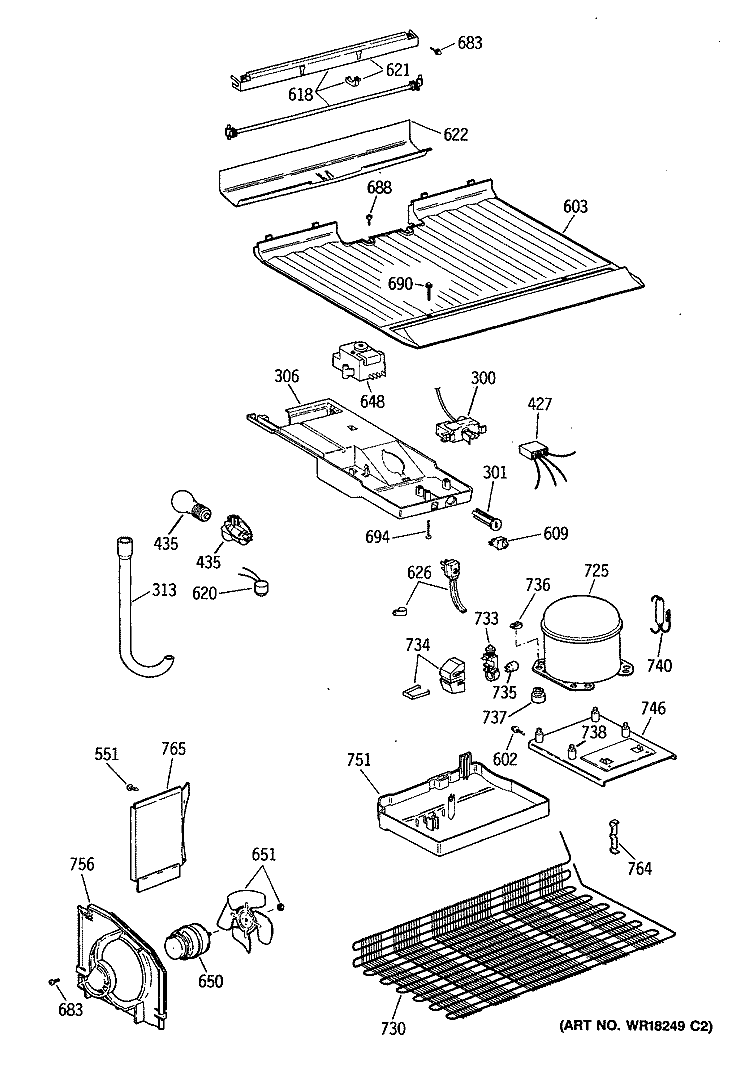 Section Diagram and Parts List for CTX14CIXKLAD  Hotpoint Refrigerator