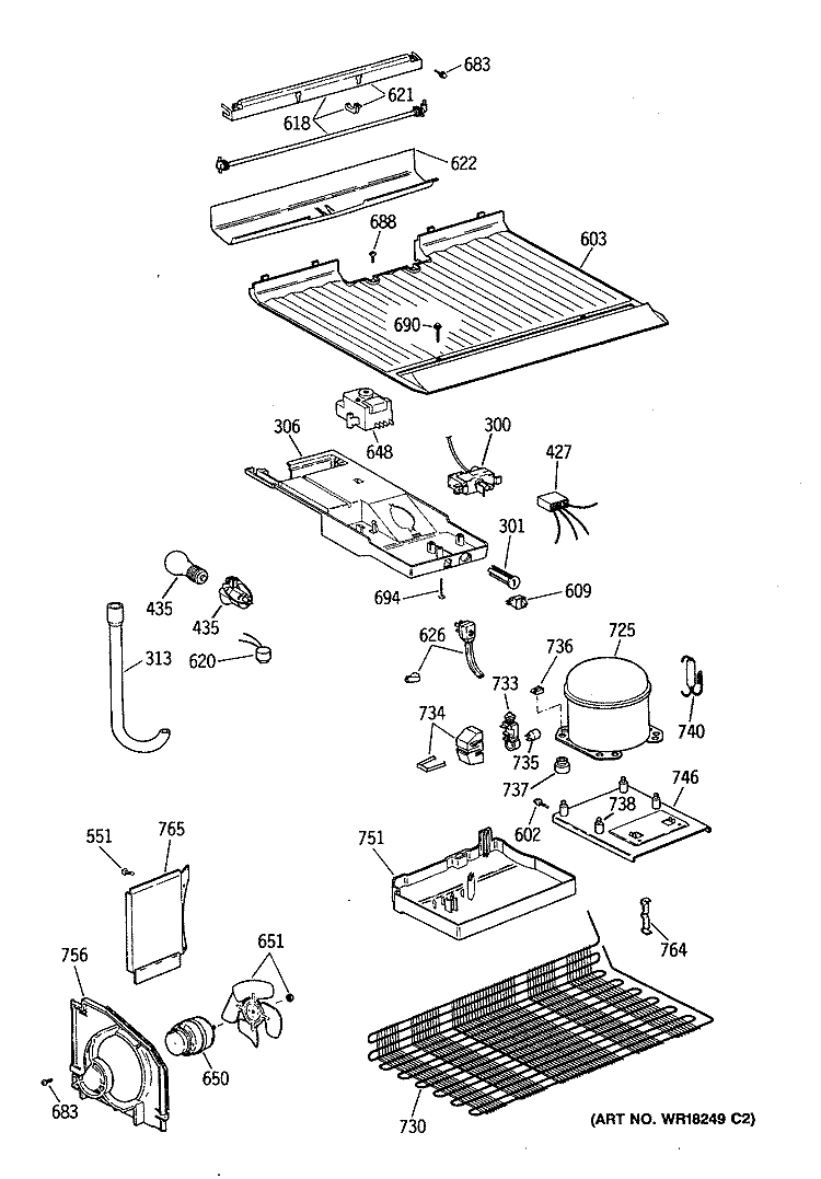 Section Diagram and Parts List for CTX14LYXKRWH  Hotpoint Refrigerator