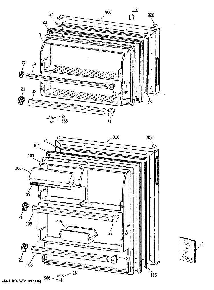 Section Diagram and Parts List for CTX16EYXKRWH  Hotpoint Refrigerator