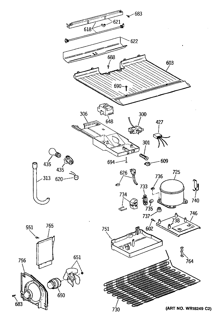 Section Diagram and Parts List for CTX16EYXKRWH  Hotpoint Refrigerator