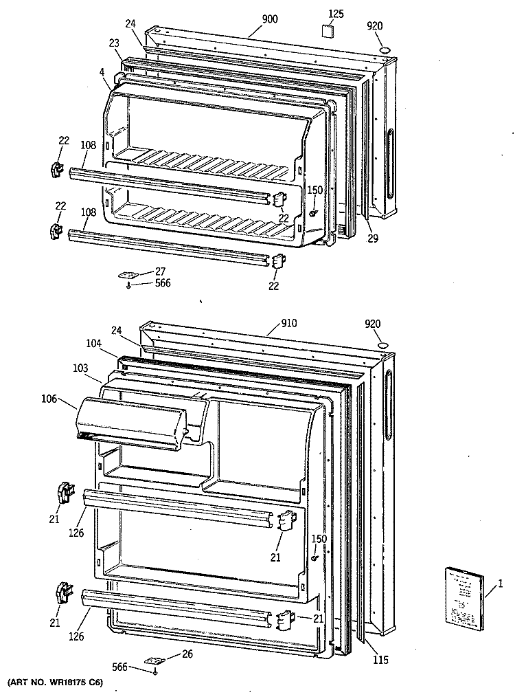 Section Diagram and Parts List for CTX16CYYBRAD  Hotpoint Refrigerator
