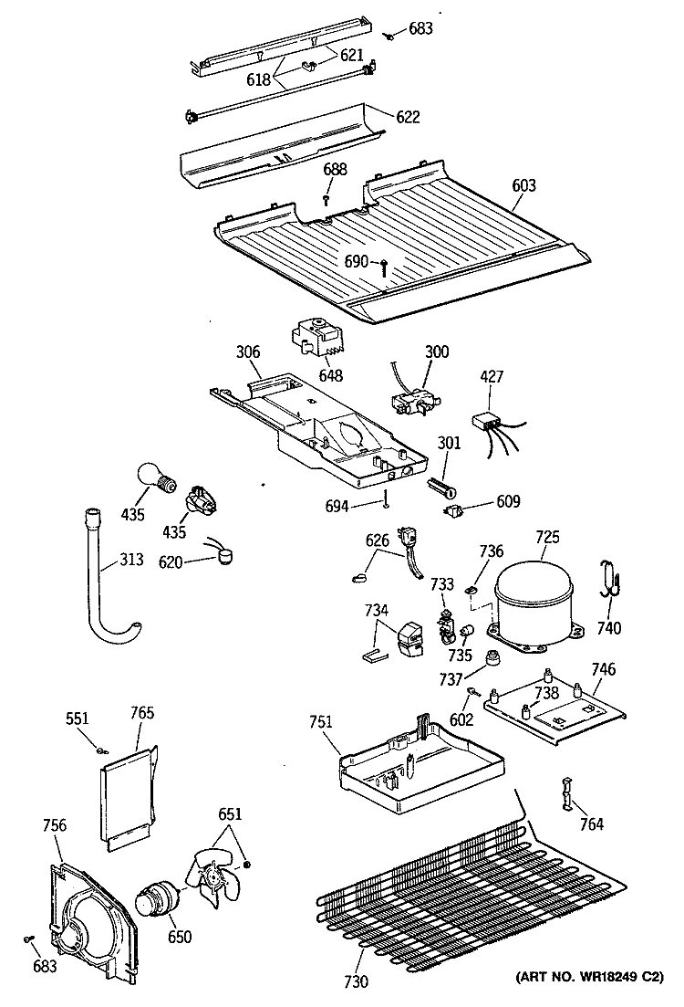 Section Diagram and Parts List for CTX16CYYBRAD  Hotpoint Refrigerator