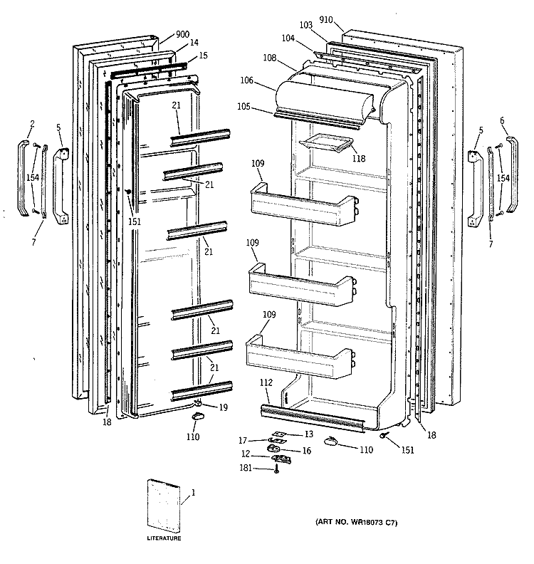 Section Diagram and Parts List for CSX22KAXAAD  Hotpoint Refrigerator