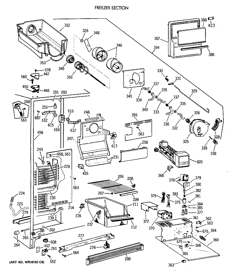 FREEZER SECTION Diagram and Parts List for CSX22GRXAWW  Hotpoint Refrigerator