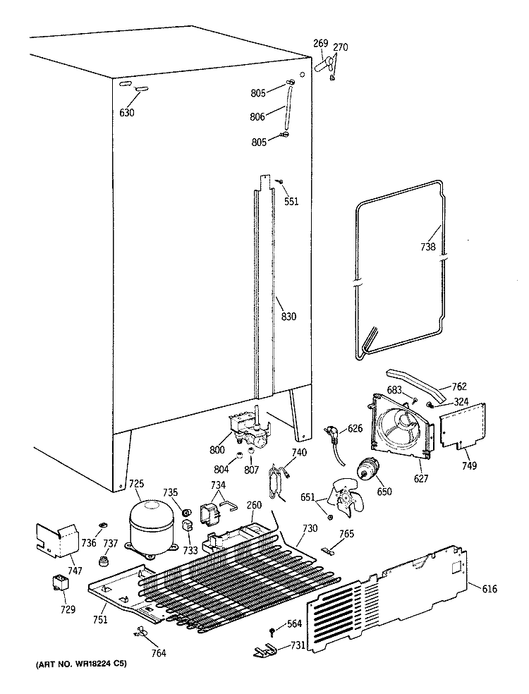 Section Diagram and Parts List for CSX22GRXAWW  Hotpoint Refrigerator