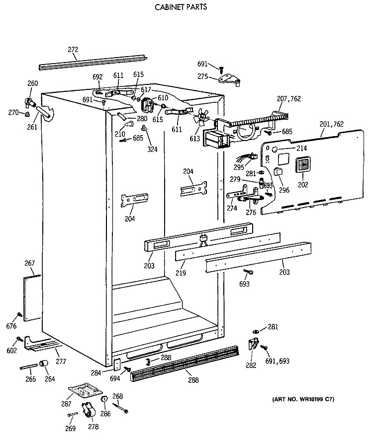 CABINET PARTS Diagram and Parts List for CTT21GAXBRAA  Hotpoint Refrigerator