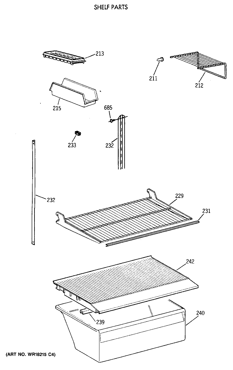 SHELF PARTS Diagram and Parts List for CTX18CAXCLWH  Hotpoint Refrigerator
