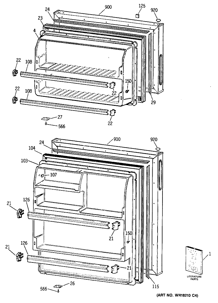 Section Diagram and Parts List for CTX18LYYBRWH  Hotpoint Refrigerator