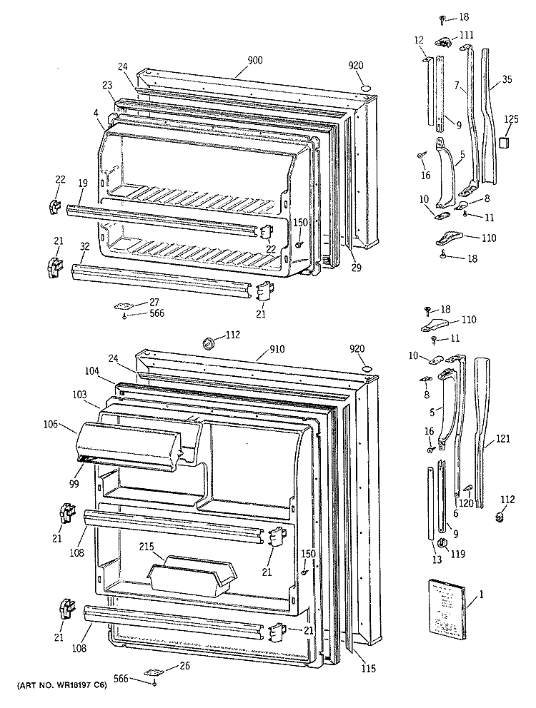 Section Diagram and Parts List for CTG14EAXHRWH  Hotpoint Refrigerator