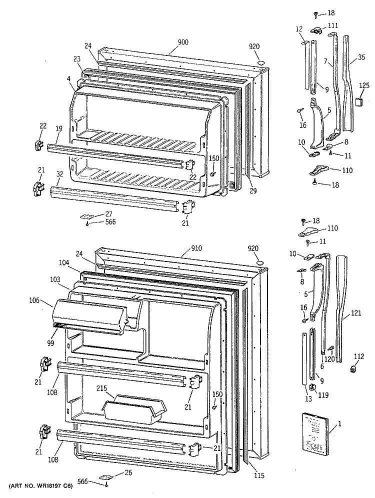Section Diagram and Parts List for CTG16EAXHRWH  Hotpoint Refrigerator
