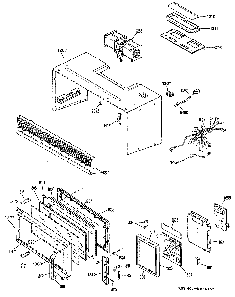 Section Diagram and Parts List for LVM135K03  General Electric Microwave